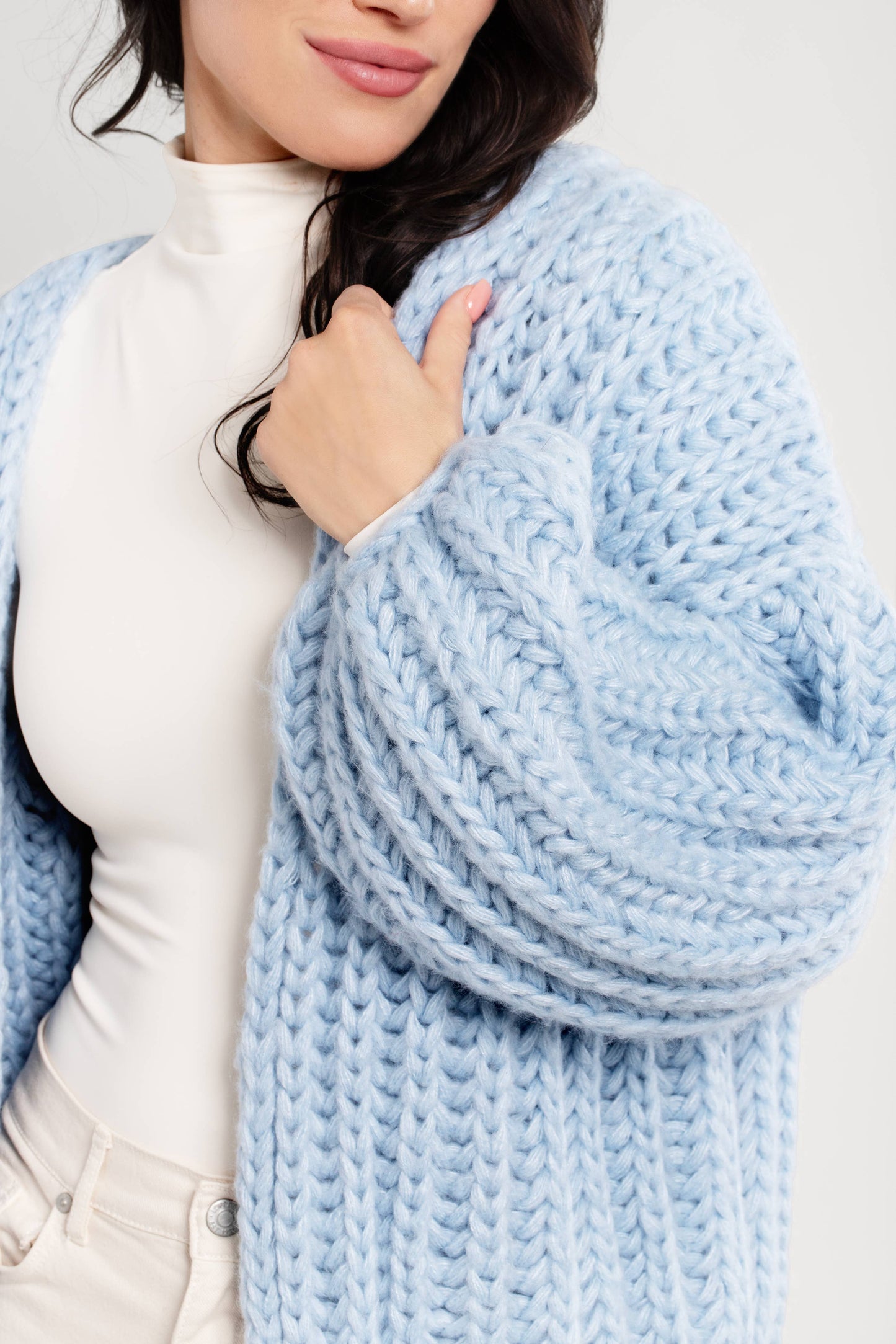 Chunky Oversized Knit Cardigan: Fuchsia