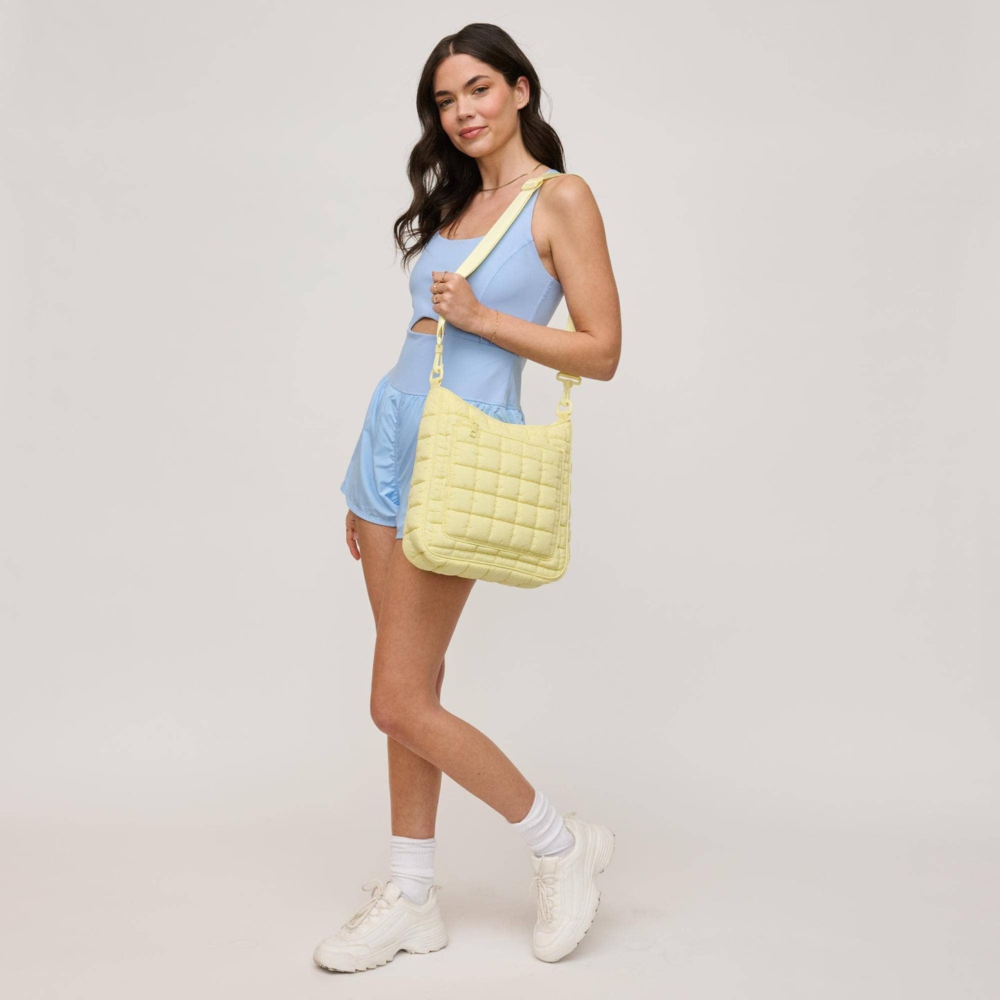 Fia Quilted Puffer Nylon Crossbody: Periwinkle