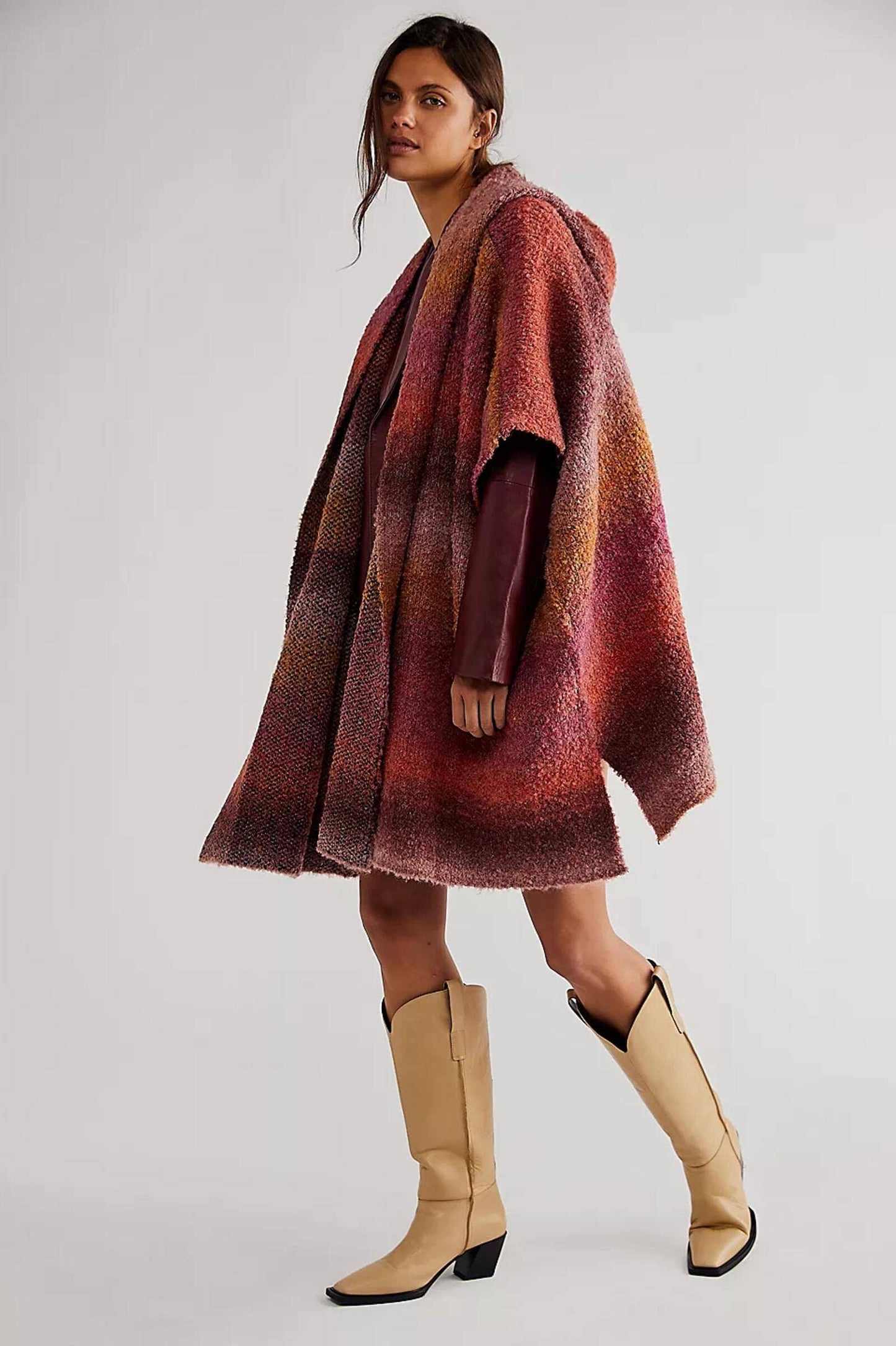 Hooded Kimono Multicolor Gradient : Blue
