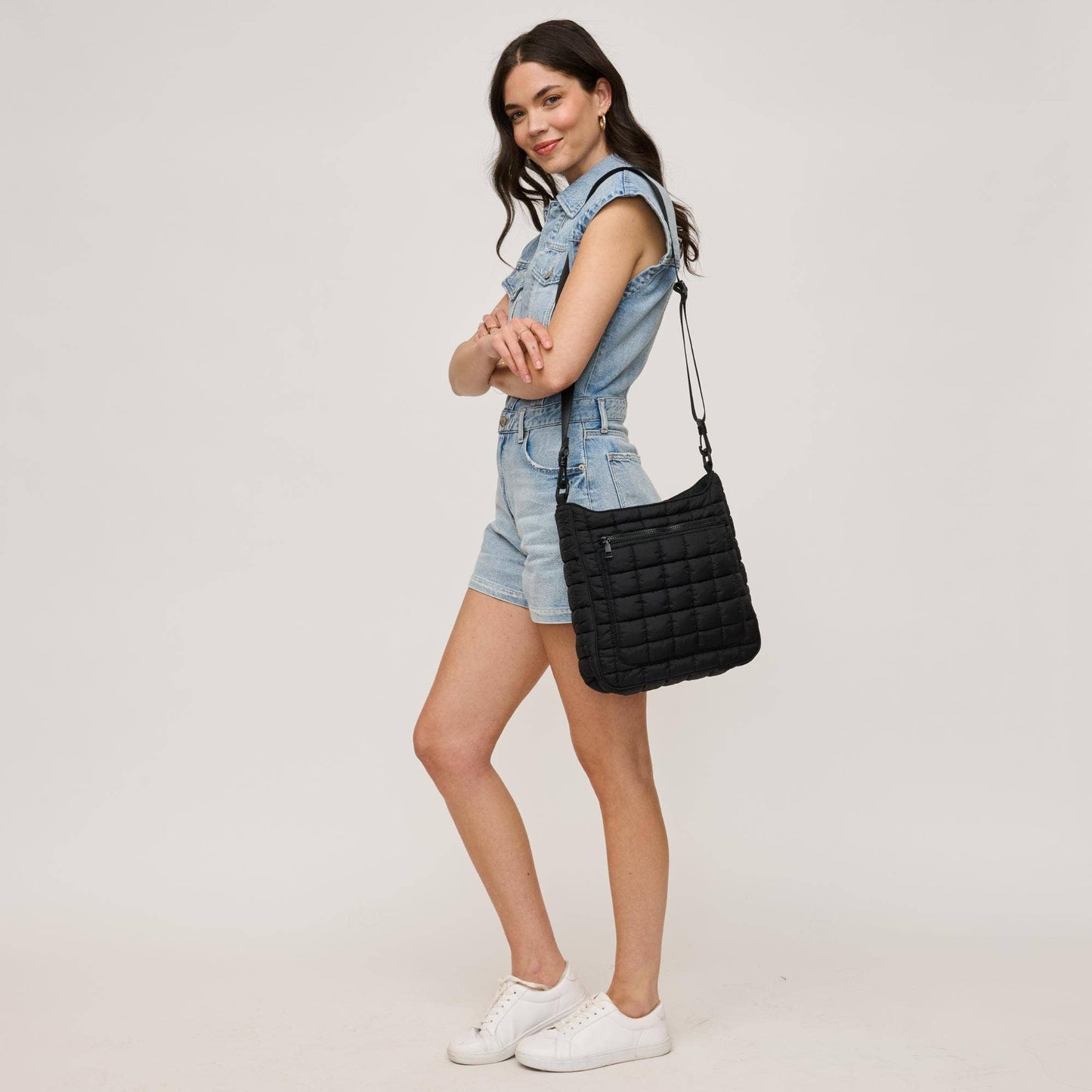 Fia Quilted Puffer Nylon Crossbody: Periwinkle