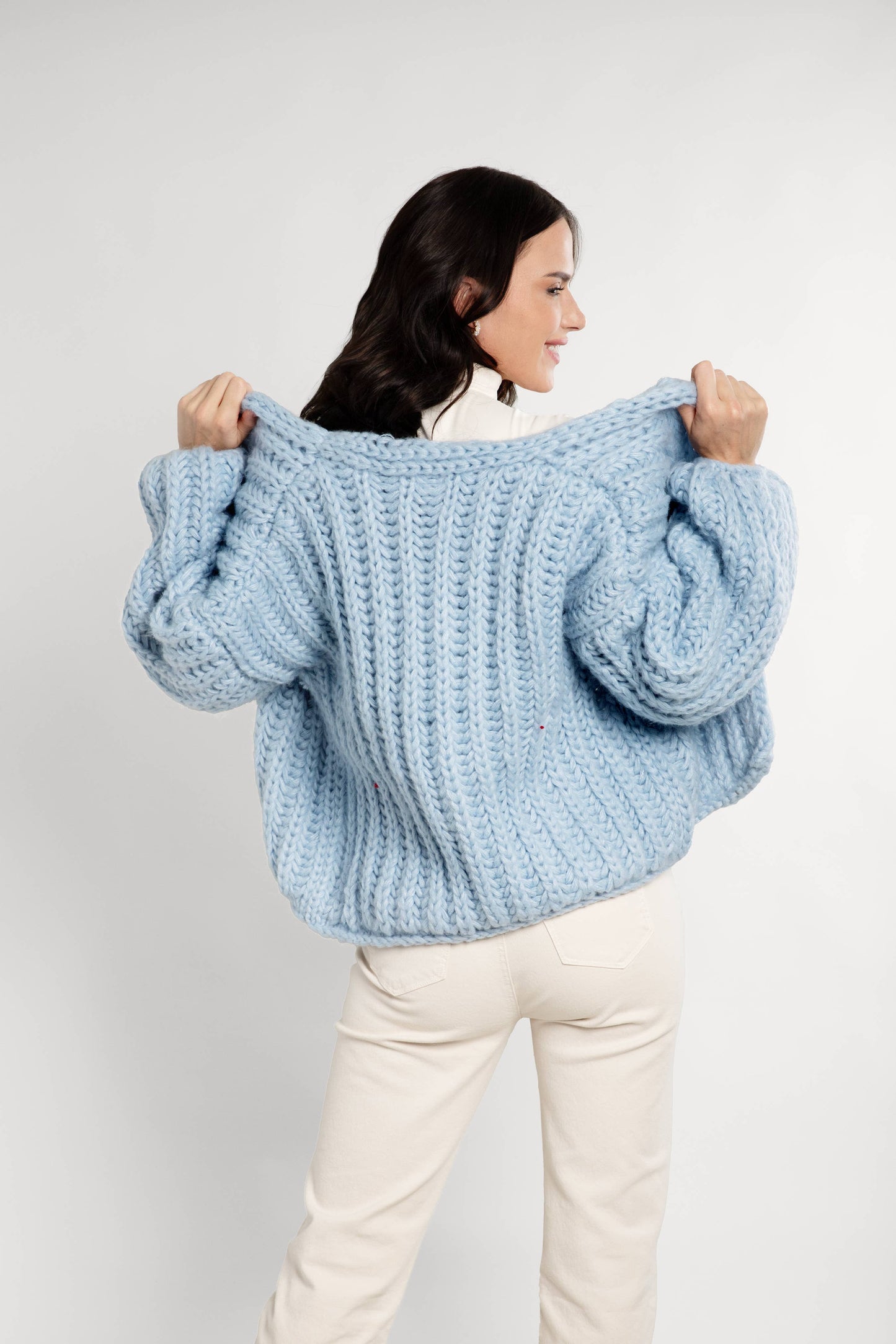 Chunky Oversized Knit Cardigan: Fuchsia