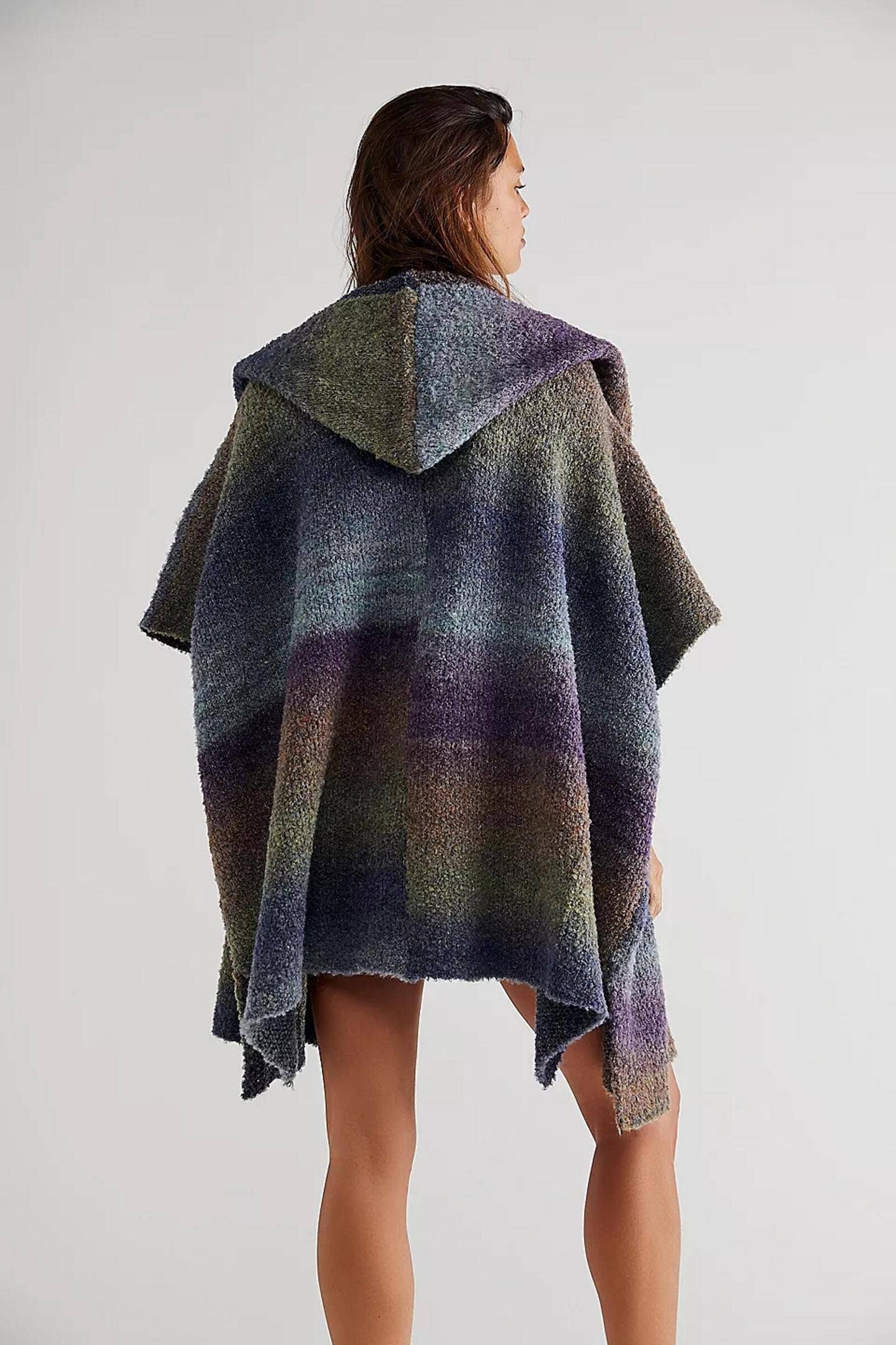 Hooded Kimono Multicolor Gradient : Blue