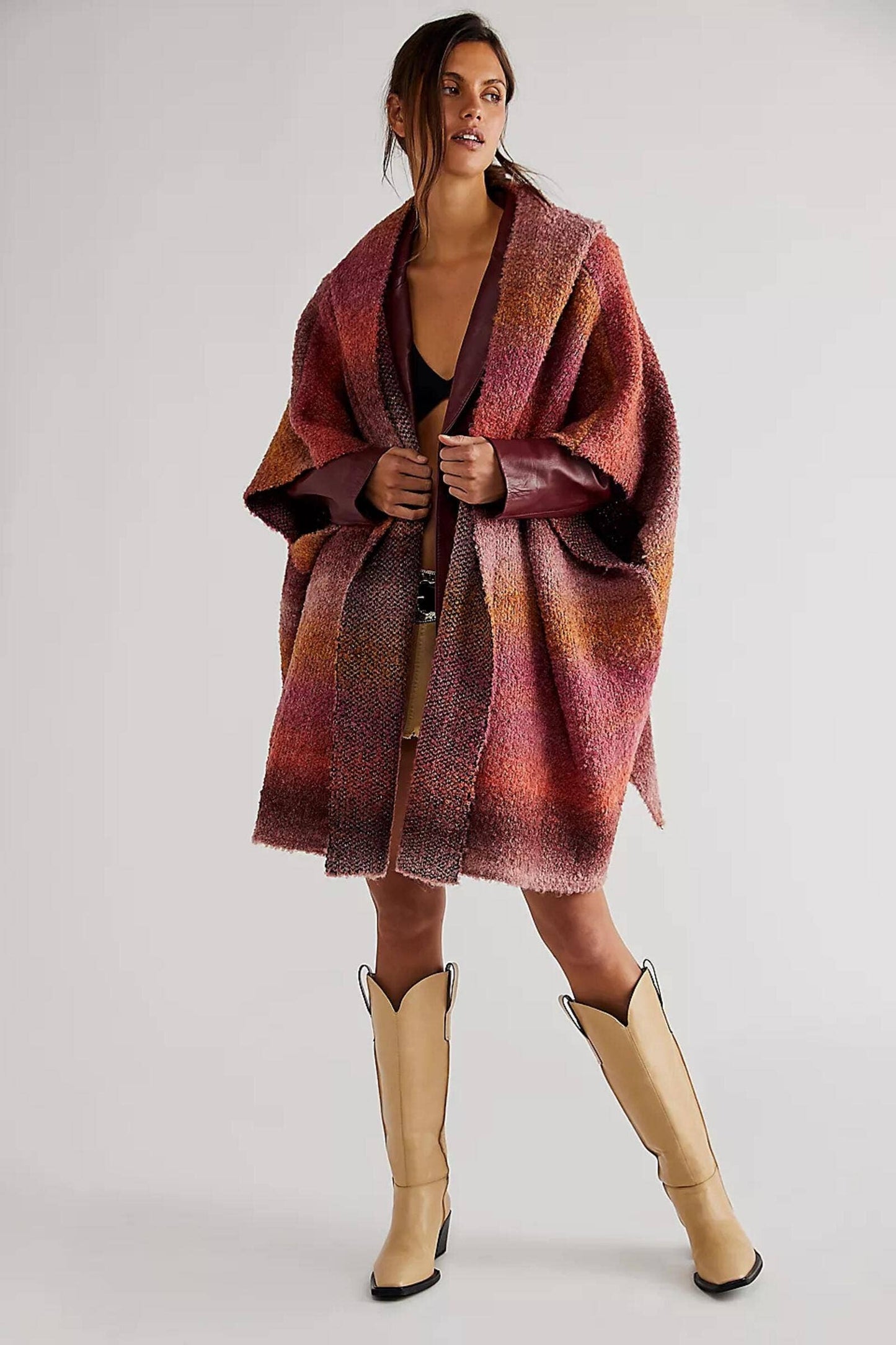 Hooded Kimono Multicolor Gradient : Blue