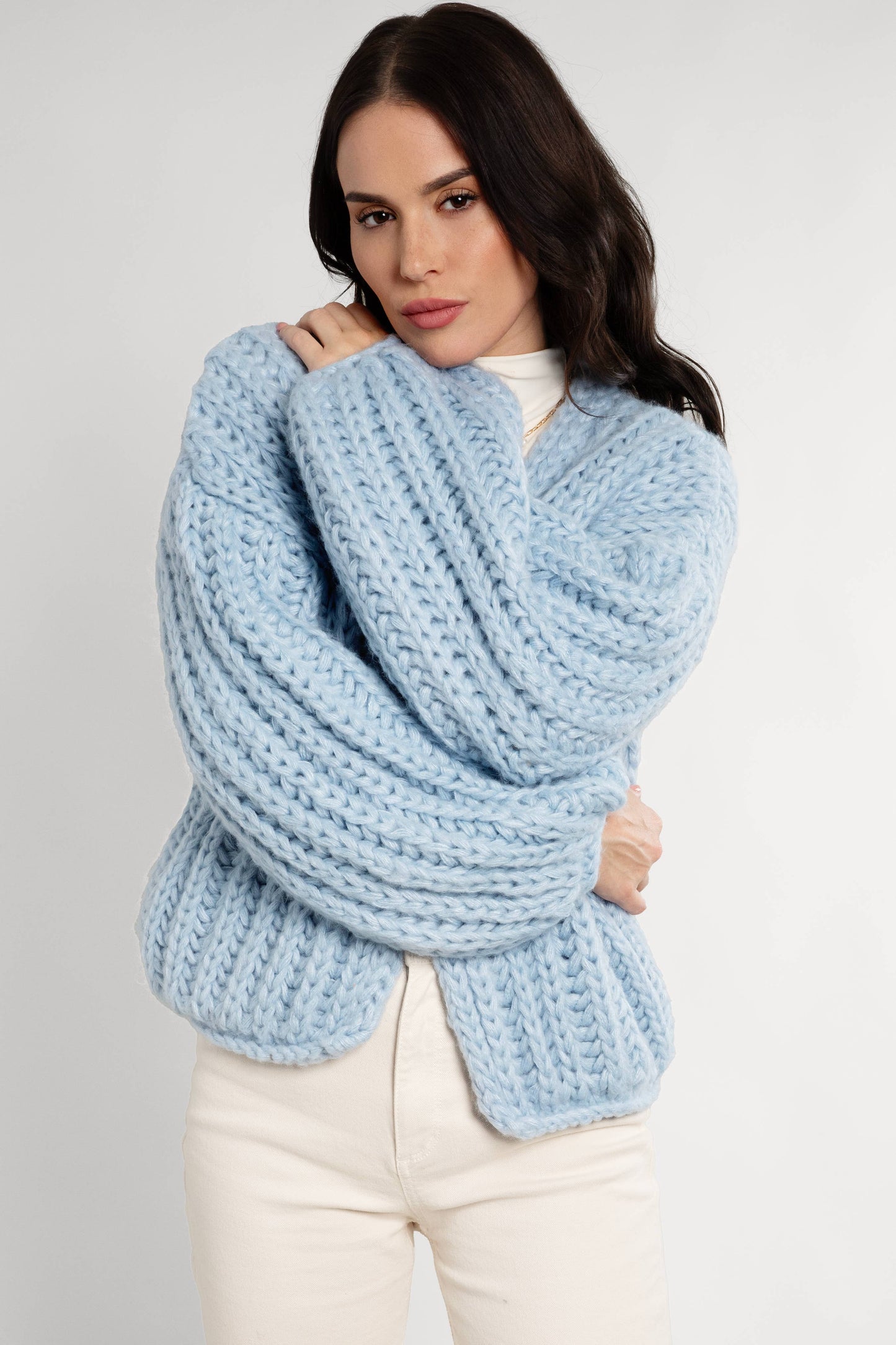 Chunky Oversized Knit Cardigan: Fuchsia