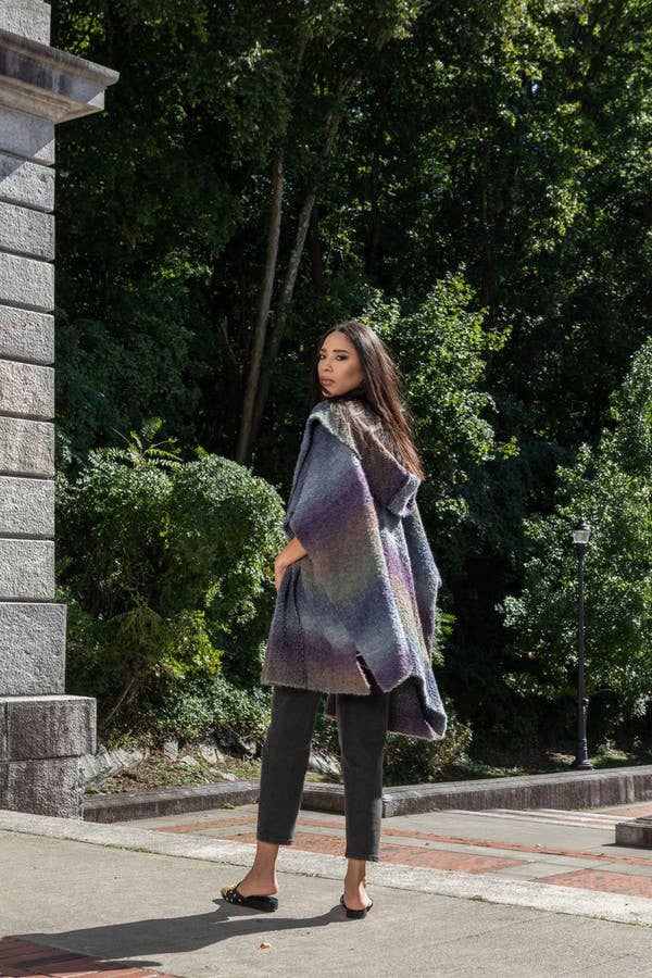 Hooded Kimono Multicolor Gradient : Blue