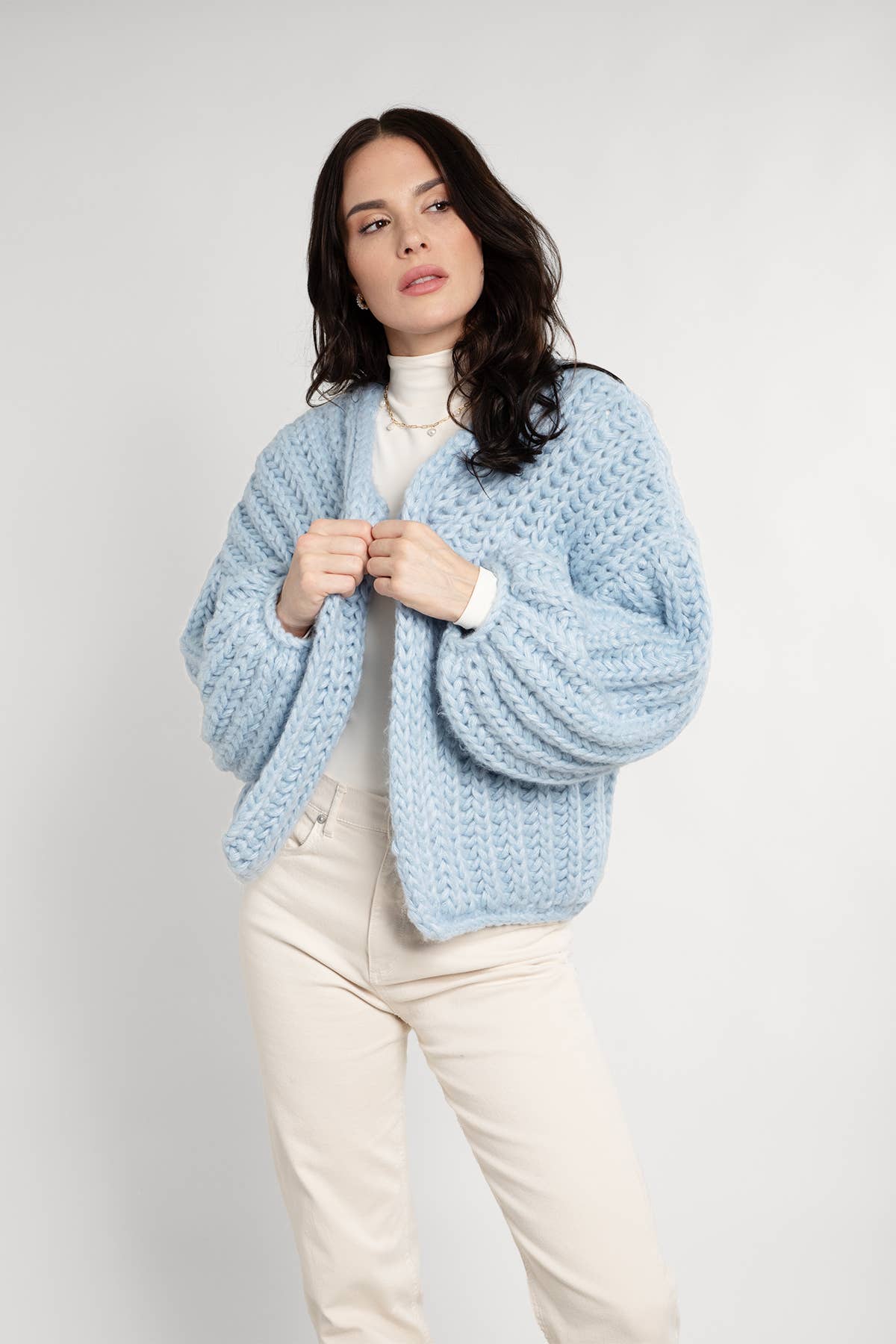 Chunky Oversized Knit Cardigan: Fuchsia