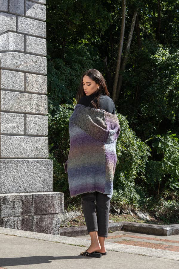Hooded Kimono Multicolor Gradient : Blue
