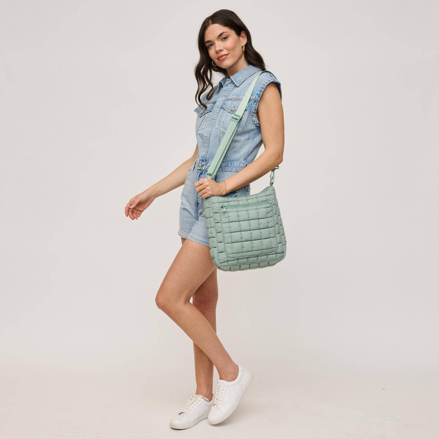 Fia Quilted Puffer Nylon Crossbody: Periwinkle