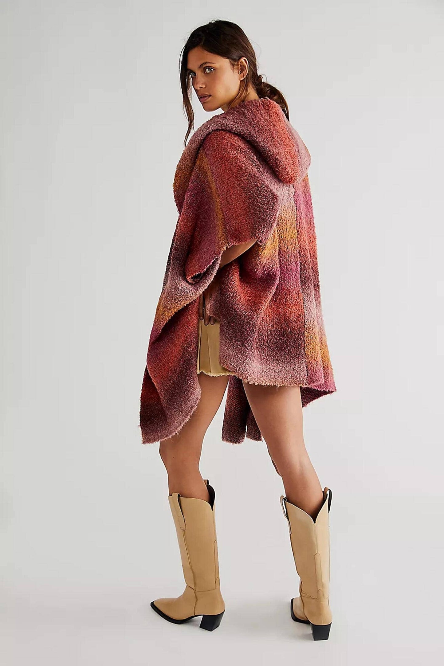 Hooded Kimono Multicolor Gradient : Blue