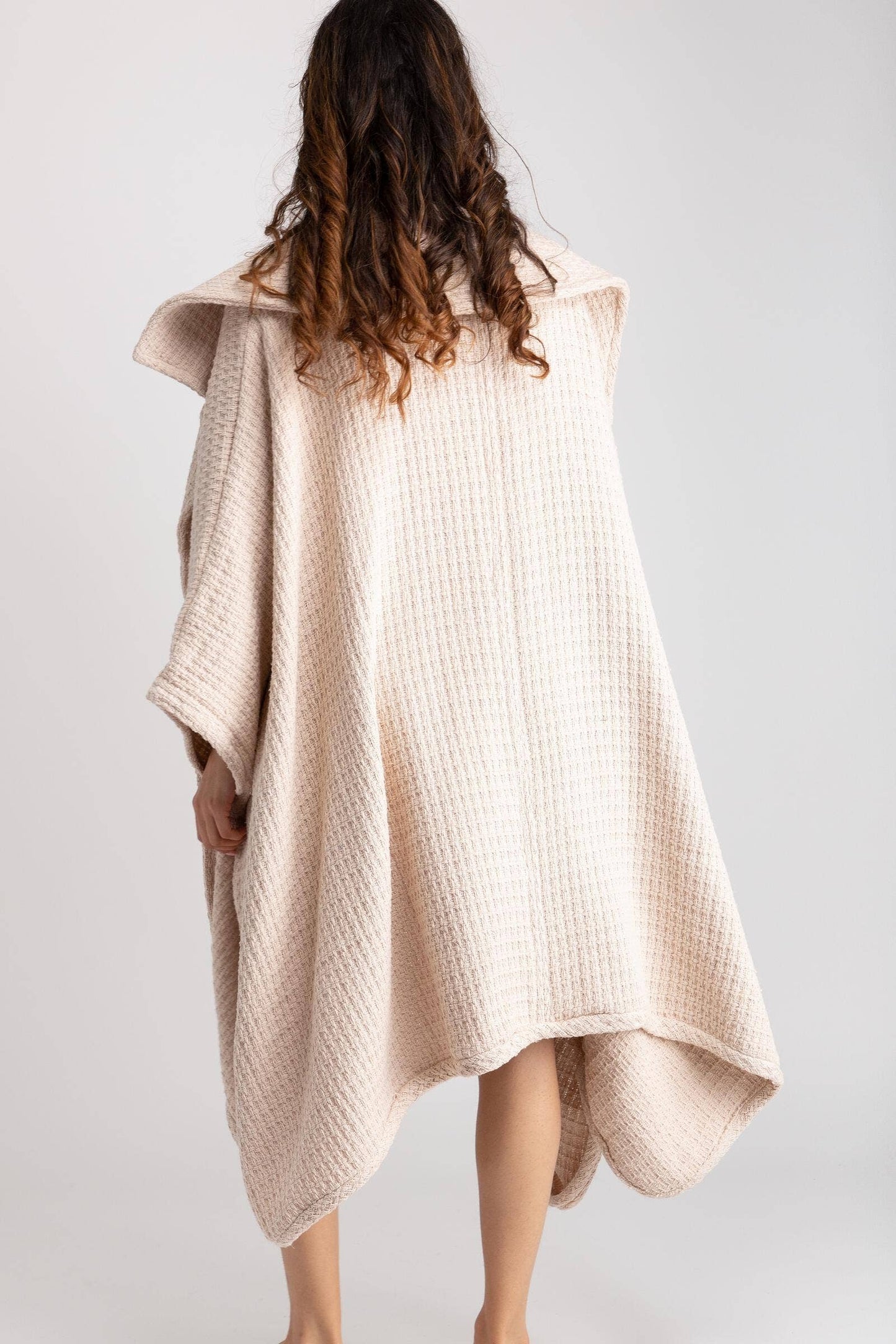 Comfy Oversized Waffle Knit Collared Jacket: Pink