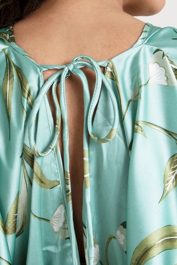 Satin Tie-Front Maxi Kaftan: Gold