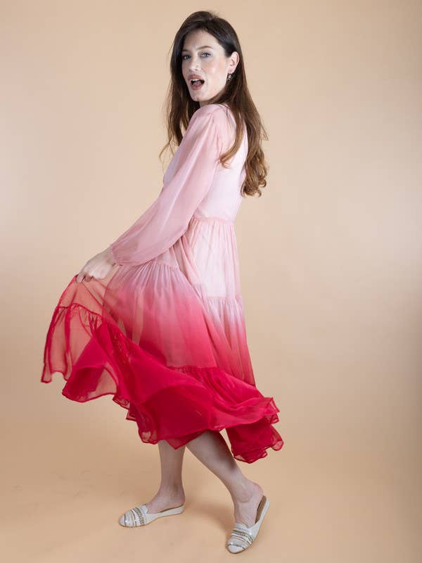 Sheer Kimono Cover Up Ombre: BLUE