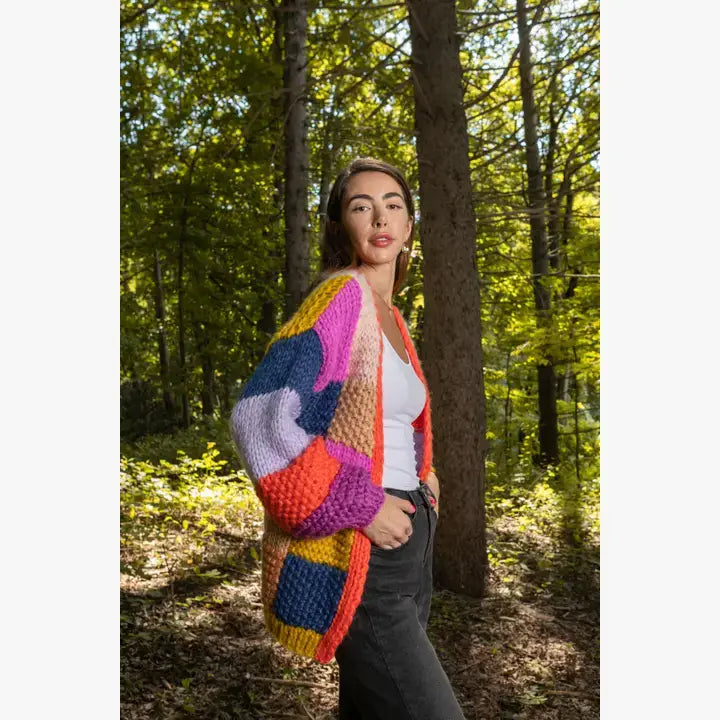 Rainbow Knitted Cardigan: Ivory
