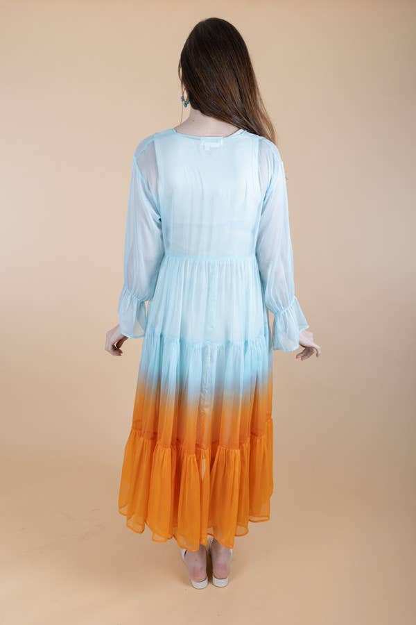Sheer Kimono Cover Up Ombre: Pink Combo