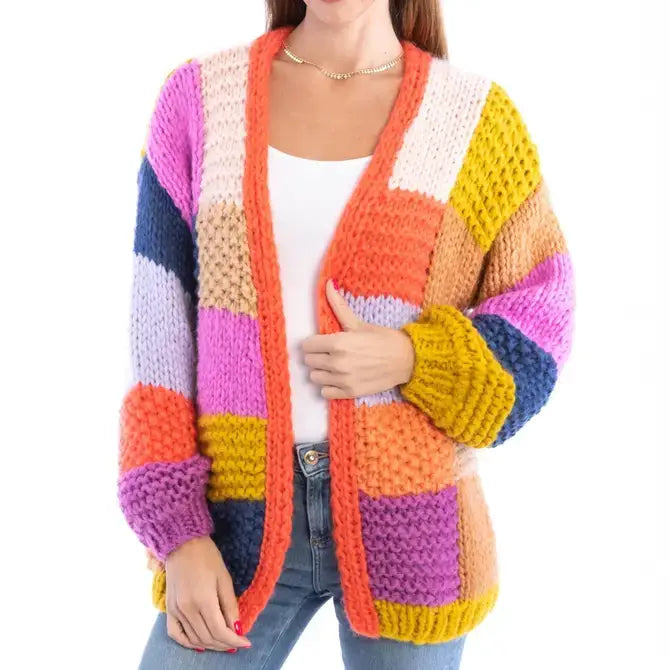 Rainbow Knitted Cardigan: Ivory