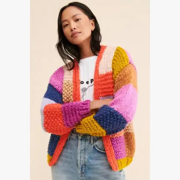 Rainbow Knitted Cardigan: Ivory