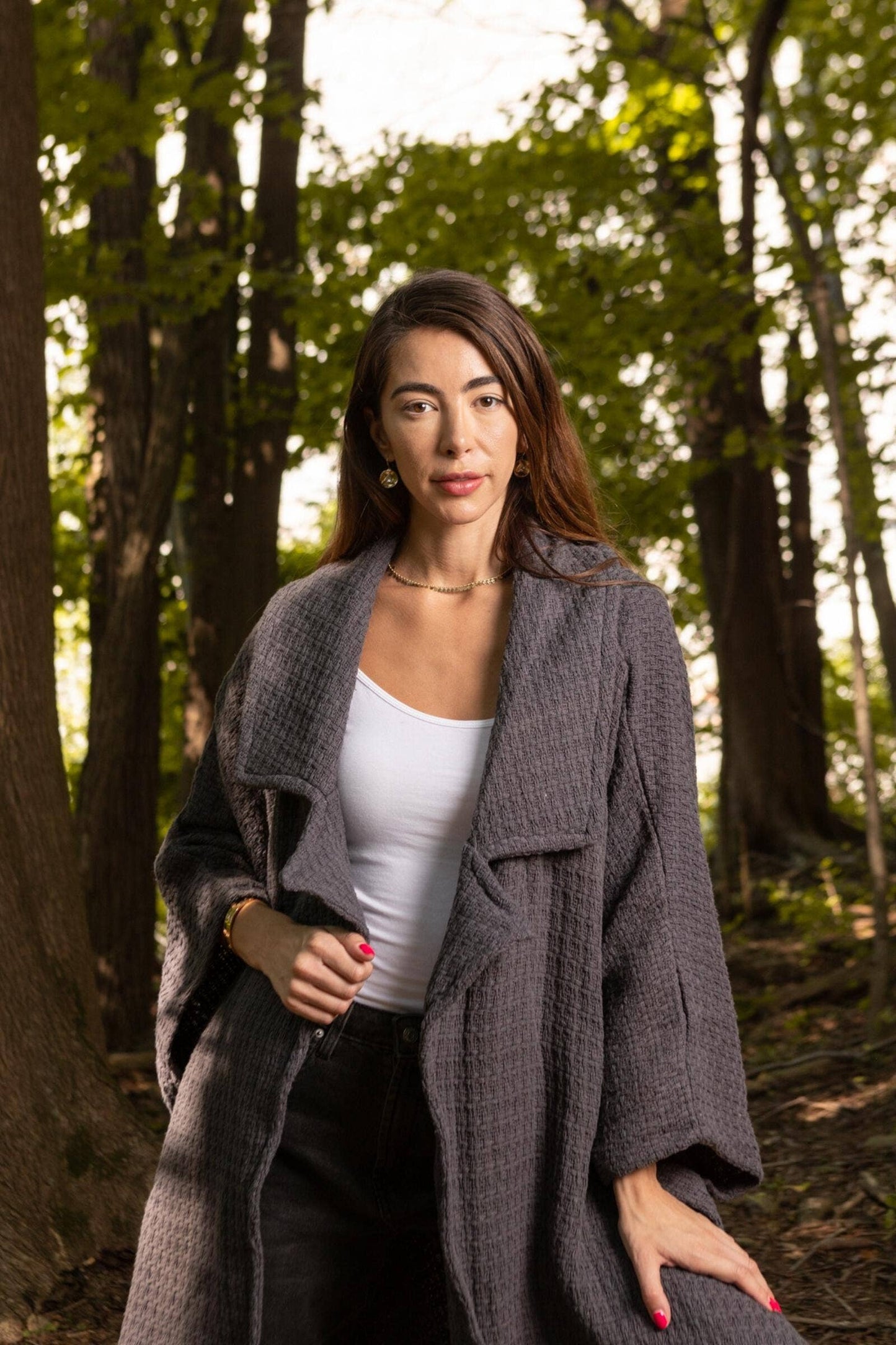 Comfy Oversized Waffle Knit Collared Jacket: Pink