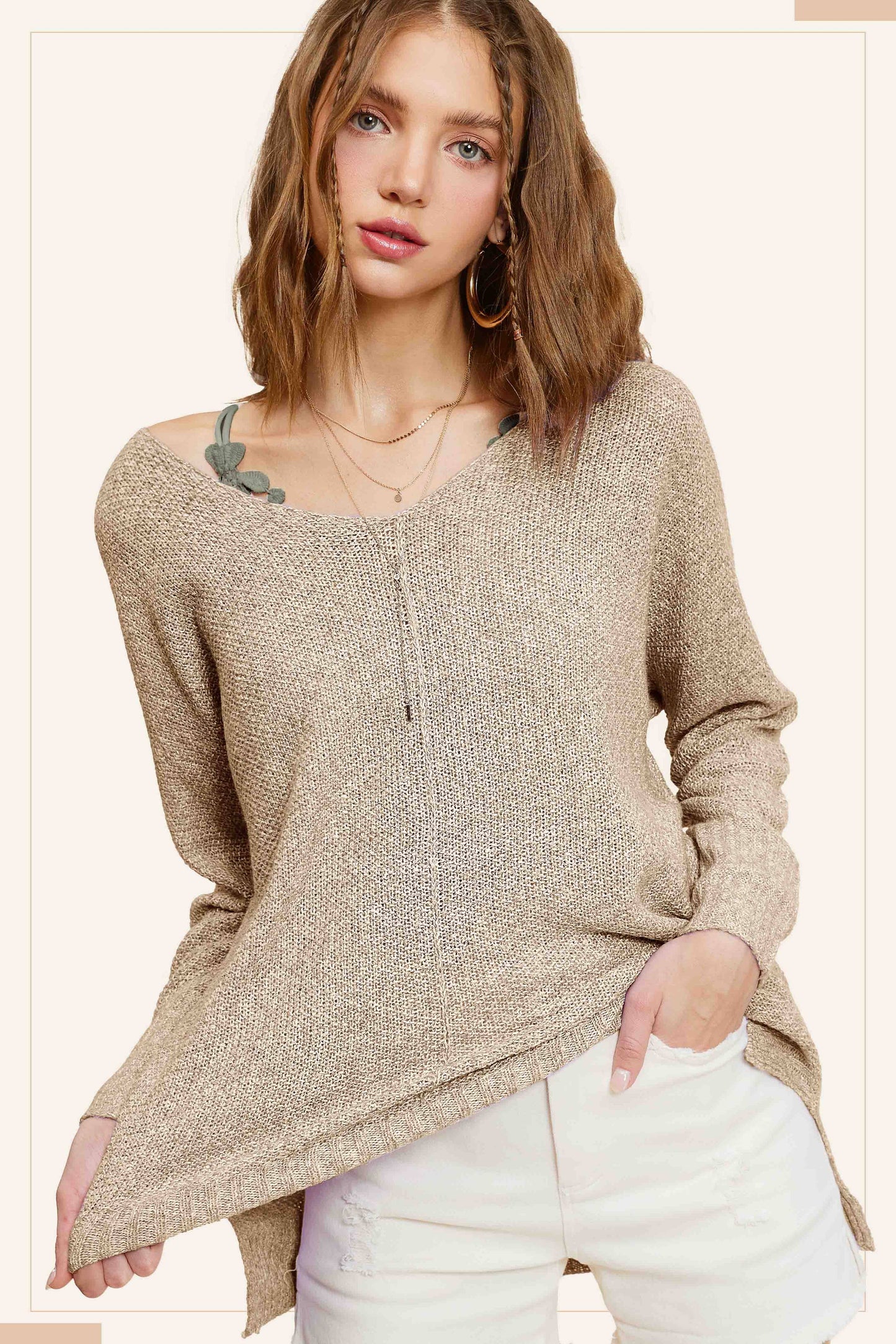 JLS3504-Soft Lightweight Loose Fit Textured Pullover Sweater: Periwinkle / M