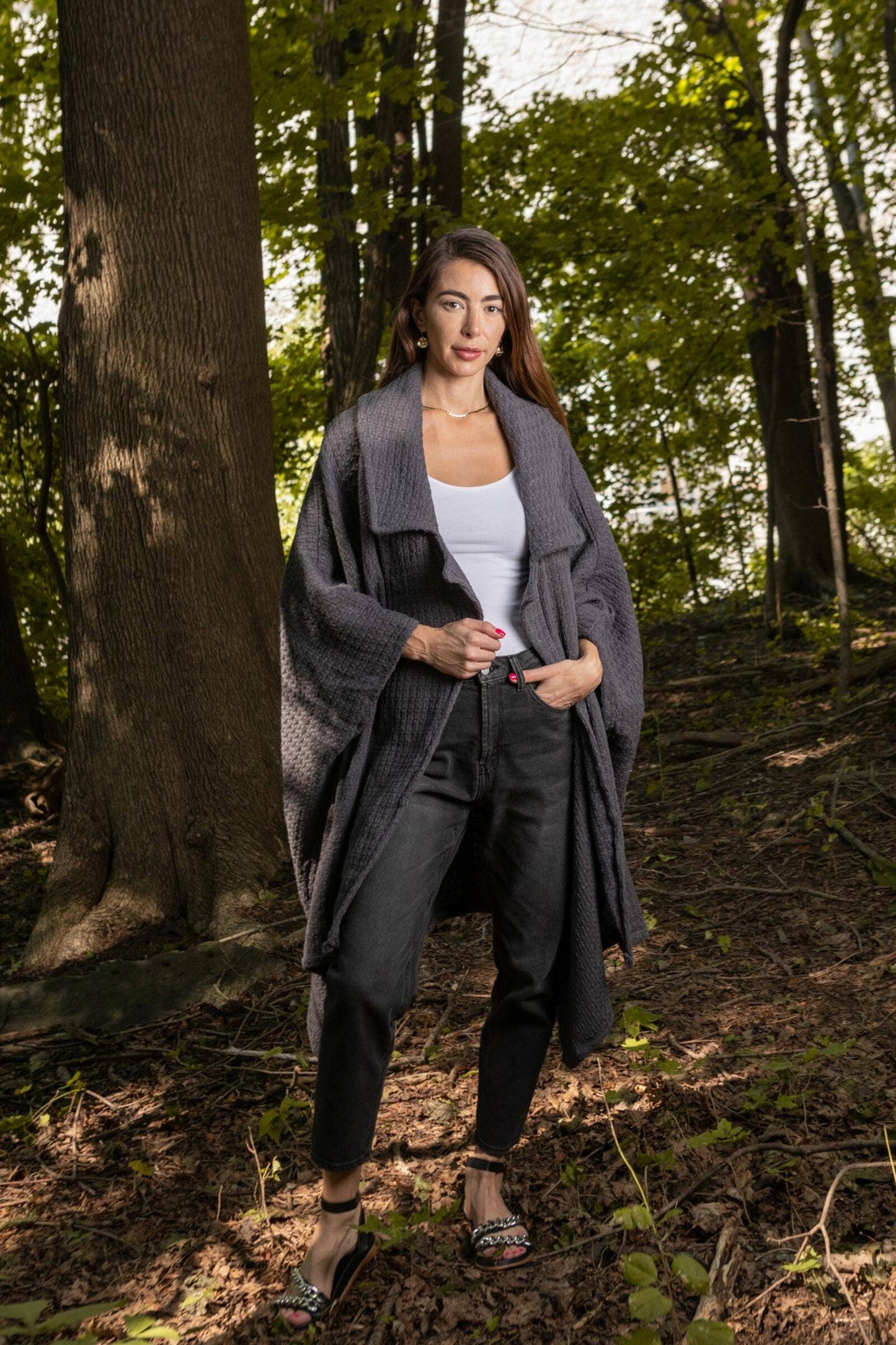 Comfy Oversized Waffle Knit Collared Jacket: Pink