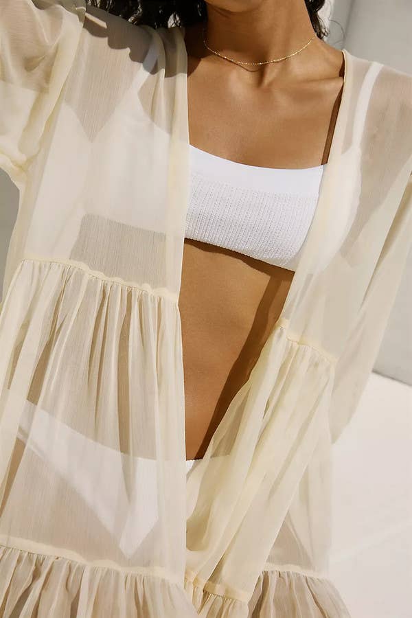 Sheer Kimono Cover Up Ombre: BLUE