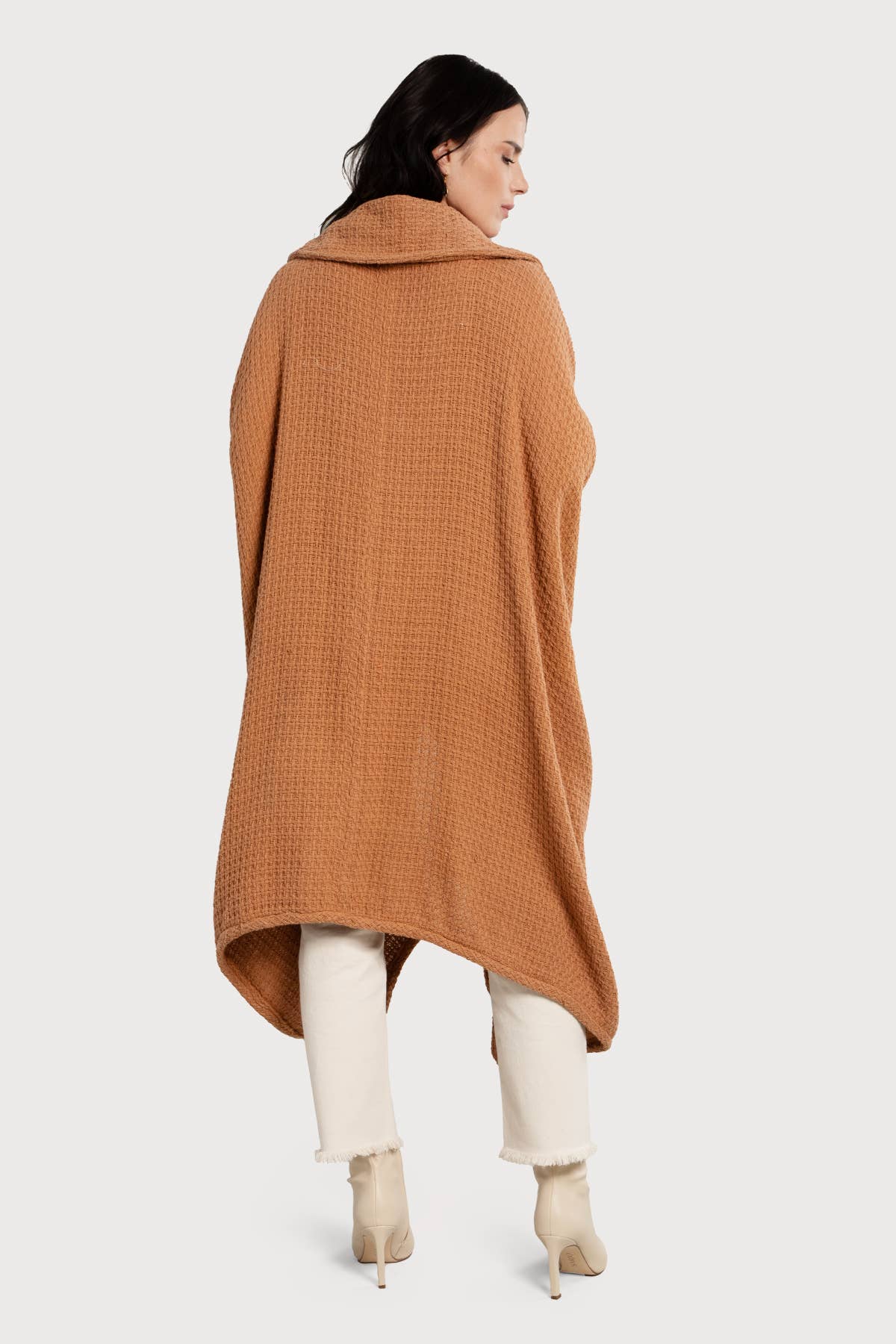 Comfy Oversized Waffle Knit Collared Jacket: Pink