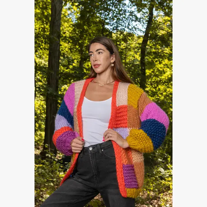 Rainbow Knitted Cardigan: Ivory
