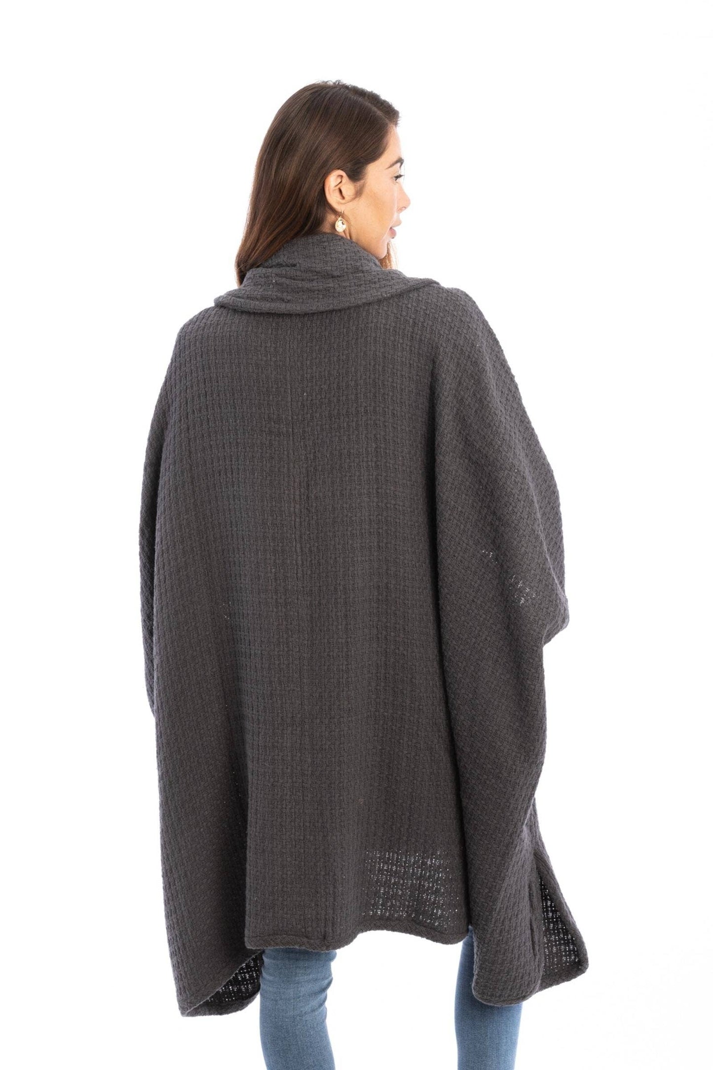 Comfy Oversized Waffle Knit Collared Jacket: Pink